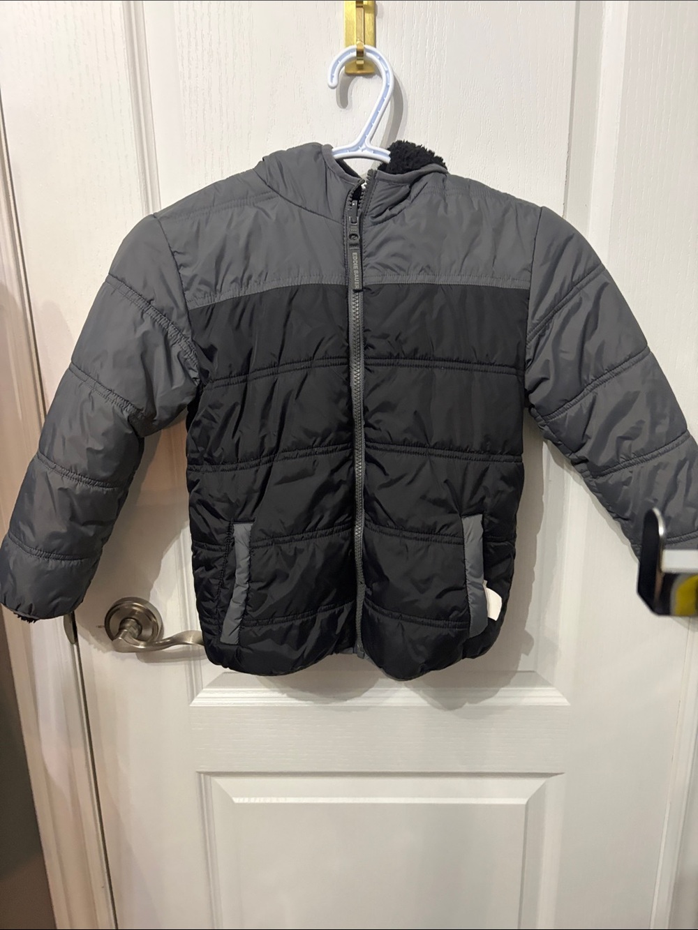 Eddie Bauer Black and Gray Hooded Puffer Jacket for Kids